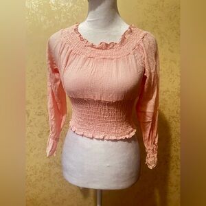 Women's Pink Smocked Top